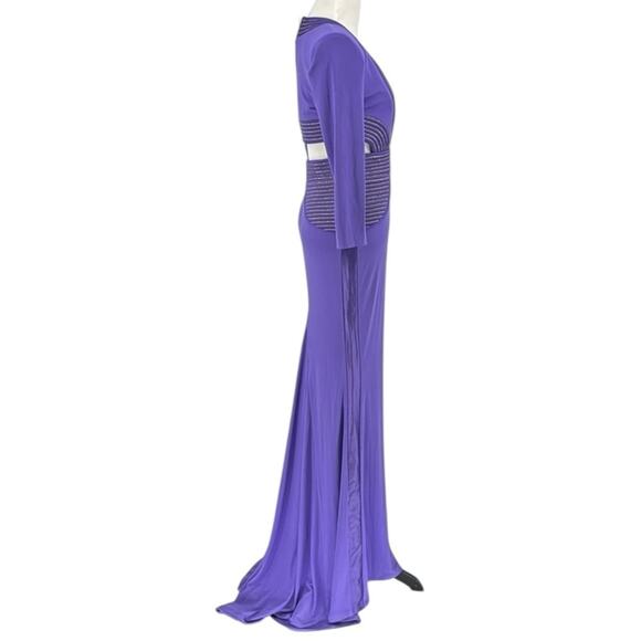 Zhivago Go Your Own Way Cutout V-Neck Maxi Dress Purple Gown US Size 4 - Picture 9 of 11